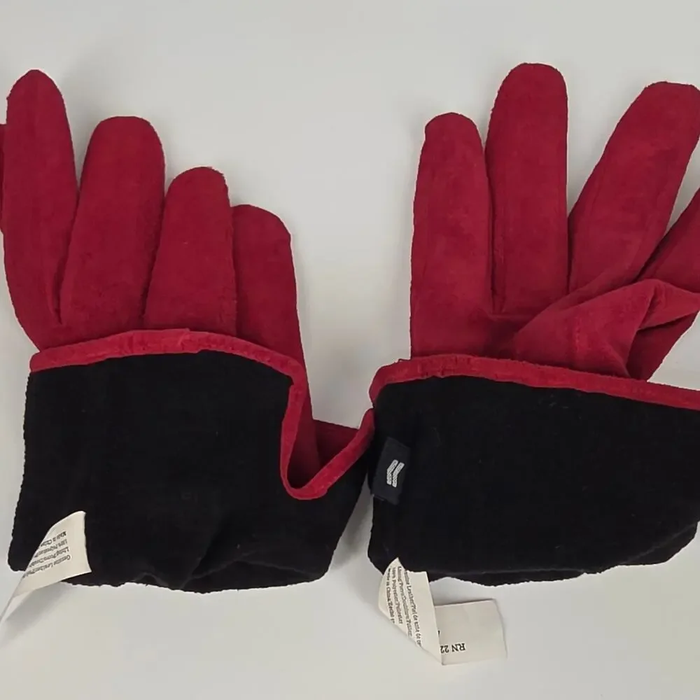 ARIS GENUINE LEATHER SUEDE RED GLOVES – WOMEN’S XL – STYLE 88136 – FLEECE LINING